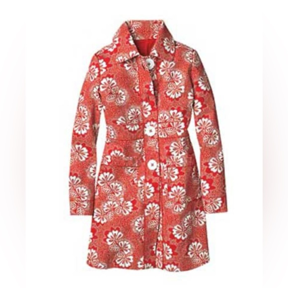Boden Jackets & Blazers - BODEN- White Floral Jacket in a Red Background